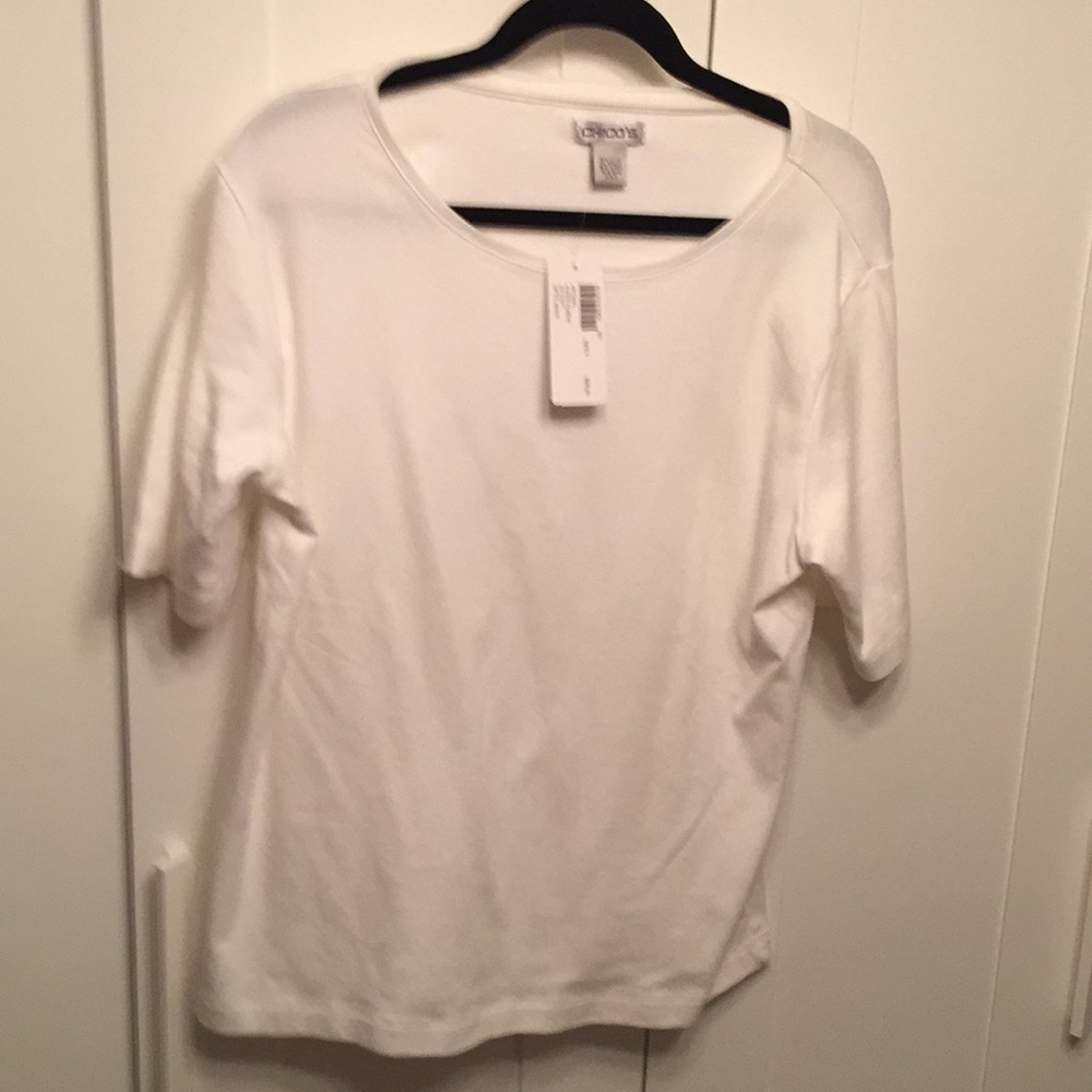 Chicos white cotton T-shirt large NEW with tags